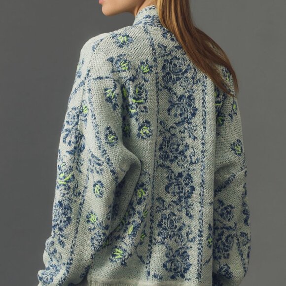Anthropologie Toile Jacquard Cocoon Cardigan, XS - Picture 2 of 5